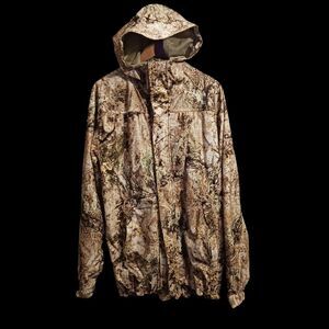 Mens Cabelas Zonz Western Camo Jacket Zip‎ Hood Size Large Tall
